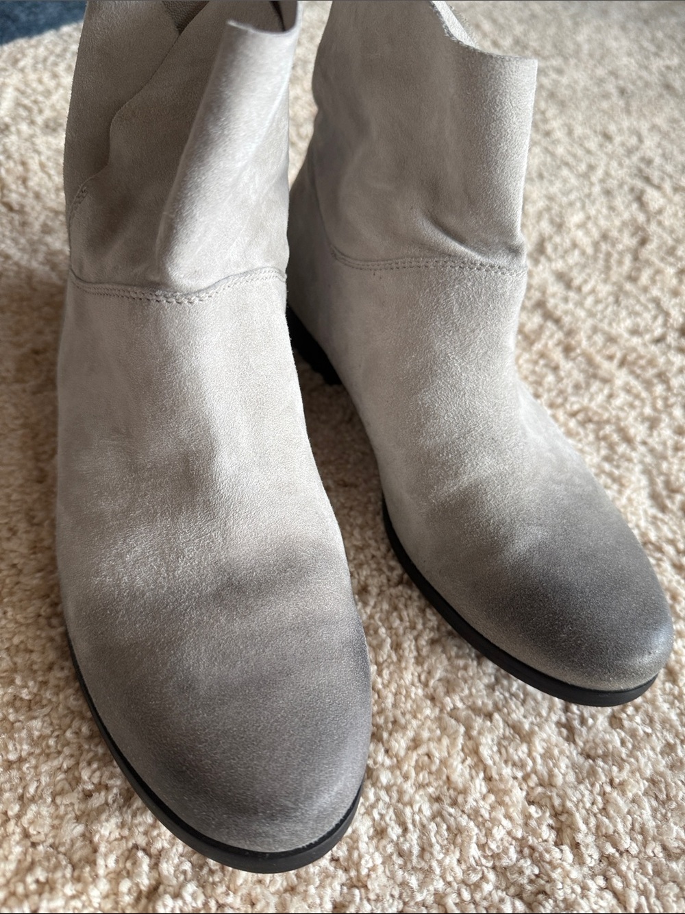 Suede Ankle Booties in Light Gray